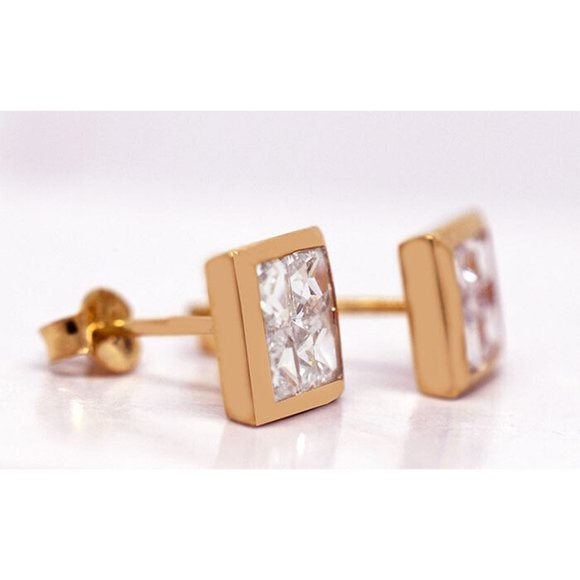 Created 1.42 Cts White Sapphire Stud Earrings 14k Rose Gold